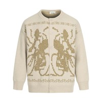 Retro spider jacquard cardigan knitted jacket loose casual versatile sweater - Thumbnail 1