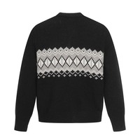 Jacquard design cardigan knitted jacket high street loose casual top - Thumbnail 1