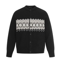 Jacquard design cardigan knitted jacket high street loose casual top - Thumbnail 2