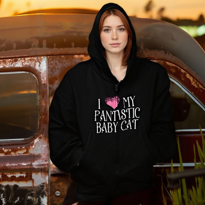 Retro Letter Heart Print Turtleneck Cardigan Hoodie