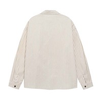 Letter Embroidered Vertical Stripes Long Sleeve Shirt with Tie - Thumbnail 1