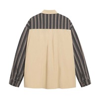 Floral and Plant Embroidery Striped Lapel Long-Sleeved Shirt - Thumbnail 1