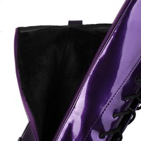 Purple Patent Leather Lace Up Knee High Boots - Thumbnail 5