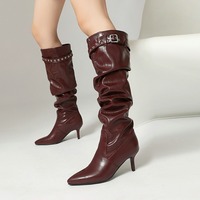Chic Pointed Toe Knee High Boots - Thumbnail 1