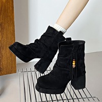 Retro tassel beaded trouser leg Martin boots - Thumbnail 3