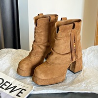 Retro tassel beaded trouser leg Martin boots - Thumbnail 5