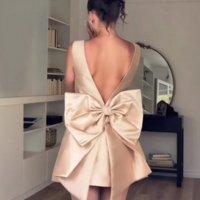 Women'S Backless Butterfly Knot High Waisted Dress - Thumbnail 2