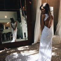 Sexy Mermaid White Lace Mermaid Long Wedding Dress - Thumbnail 1