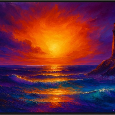 Cliffside reverie seascape art print