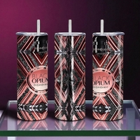 Black Op ium Designer-Inspired Insulated Skinny Tumbler | Glam Glitter Print Fashion Mug | Luxury Gift | Free Ship - Thumbnail 2