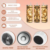 Gold Diamond Gemstone Insulated Skinny Tumbler | Luxury Lady Fabulous Bling Crystal Travel Mug | Glamorous Gift - Thumbnail 4
