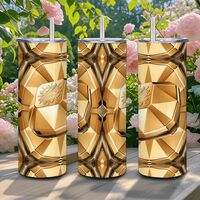 Gold Diamond Gemstone Insulated Skinny Tumbler | Luxury Lady Fabulous Bling Crystal Travel Mug | Glamorous Gift - Thumbnail 3