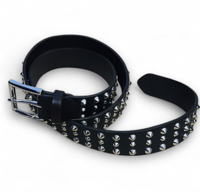 3 row studded design for men with silver cone studs