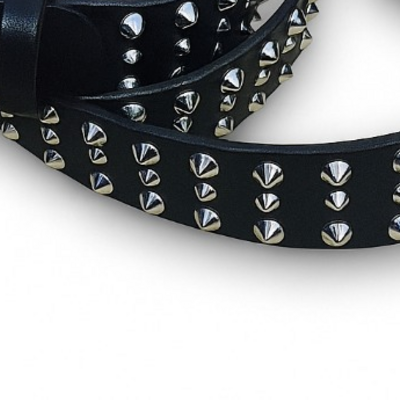 3 row studded design for men with silver cone studs