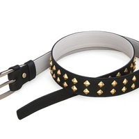 Pyramid studded Belt Design with Golden Studs for men Handmade - Thumbnail 1