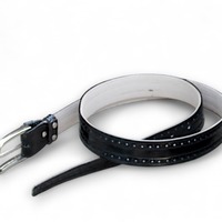 Black Leather Belt For Men  - Thumbnail 1