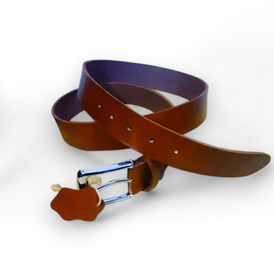 Brown leather belt for men  - Thumbnail 3