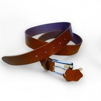 Brown Leather Belt For Men  - Thumbnail 1