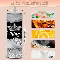 King Silver Glitter Skinny Tumbler | Crown Bling Royal Mug | Luxurious Male Gift | Aesthetic Drinkware | Free Ship - Thumbnail 4