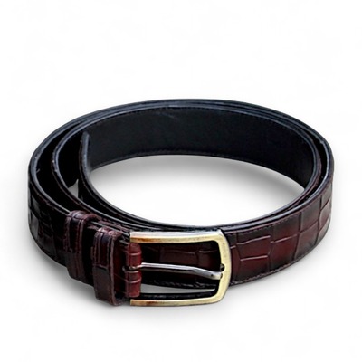 Dark brown crocodile/alligator leather belt for men  - Thumbnail 2