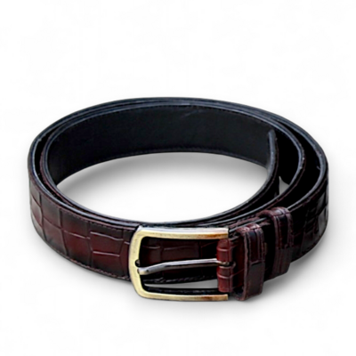 Dark brown crocodile/alligator leather belt for men 