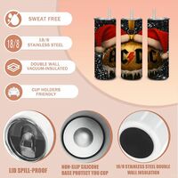 AC/DC Christmas Ornament Skinny Tumbler | Rock & Roll Holiday Travel Mug | Heavy Metal Xmas Gift | Free Ship - Thumbnail 1