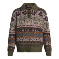Ethnic style jacquard lapel sweater loose versatile sweater - Thumbnail 1