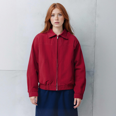 Deconstructed patchwork red lapel jacket loose casual coat