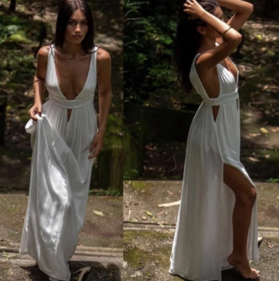 Deep V Neck Prom Dresses Sexy Slit Side