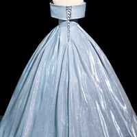 Shiny Blue A-Line Long/Floor Evening Party Dress - Thumbnail 3