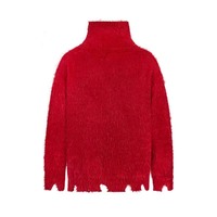 Chinese Zodiac Snake Jacquard Contrast Color Stitching Turtleneck Sweater - Thumbnail 1