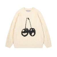 Preppy Cherry Jacquard Crewneck Sweater - Thumbnail 1