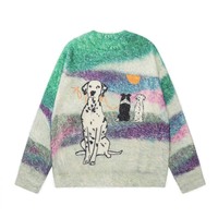 Mohair tie-dye striped original sweater retro loose lazy style bf sweater - Thumbnail 1