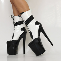 Women Ankle Boots Sexy 20cm High Heels Short Booties Platform Shoes Pole Dance - Thumbnail 3