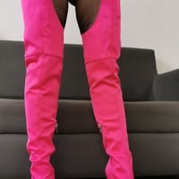 Women Thigh High Boots Thin High Heels Over Knee High Synthetic Shoes  - Thumbnail 5