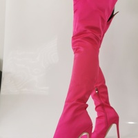 Women Thigh High Boots Thin High Heels Over Knee High Synthetic Shoes  - Thumbnail 3