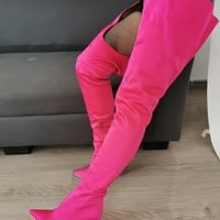 Women Thigh High Boots Thin High Heels Over Knee High Synthetic Shoes  - Thumbnail 1