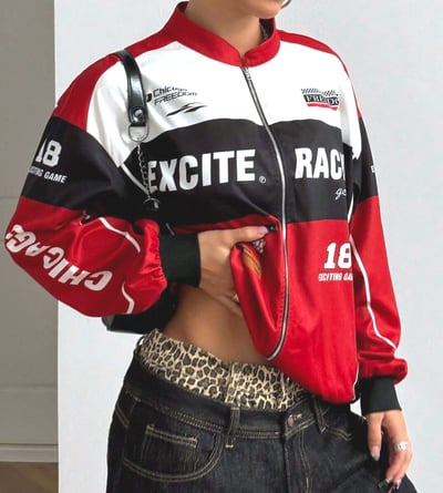 RACING COLOR BLOCK BOMBER JACKET