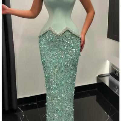 Green party dresses crystal sexy evening dresses sweetheart customized prom dresses formal gown