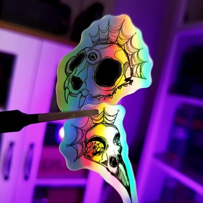 Holographic skulls sticker set (2 pieces)