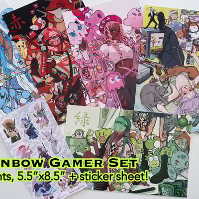 Rainbow gamer set - print and sticker set!