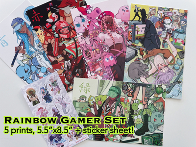 Rainbow Gamer Set - print and sticker set!