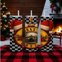 GNR Christmas Skinny Tumbler | Band Logo Santa Hat Mug | Rock & Roll Holiday Gift | Free Ship - Thumbnail 1