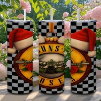 GNR Christmas Skinny Tumbler | Band Logo Santa Hat Mug | Rock & Roll Holiday Gift | Free Ship - Thumbnail 2