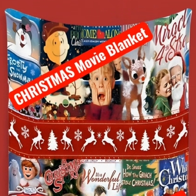 Christmas movie collage blanket | classic holiday film poster throw | home alone, grinch, a christmas story gift | free ship