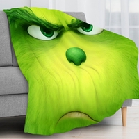 Grinch Face Holiday Blanket | Fuzzy Max Plush Throw | Dr. Seuss Christmas Home Decor Gift - Thumbnail 1