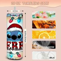 Stitch Merry Christmas Skinny Tumbler | Disney Lilo & Stitch Holiday Mug | Leopard Print Christmas Lights Tumbler | Free Ship - Thumbnail 2