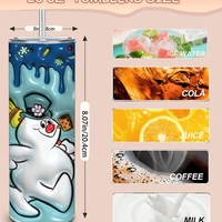Frosty Snowman Tumbler 20oz - 3D Inflated Design with Dripping Icing andy Cane  | Free Ship - Thumbnail 1