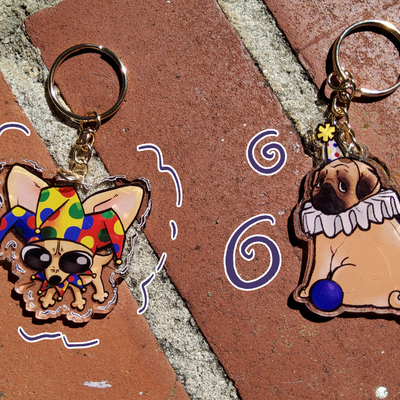 Clown dog charms