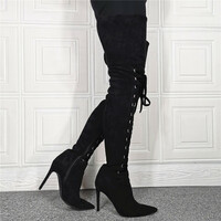 Over Knee Thigh High Boots Stiletto Heel Pointy Toe Nightclub Shoes Womens - Thumbnail 2